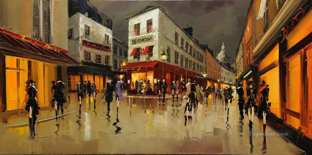 Kal Gajoum Montmarte Reflections with palette knife Oil Paintings